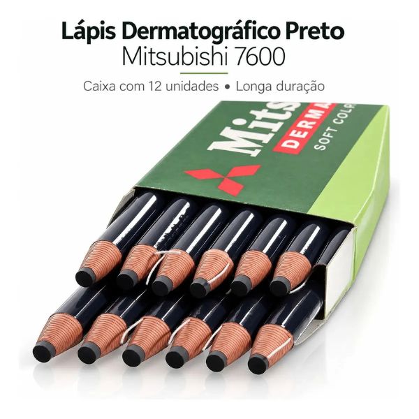 l�pis dermatogr�fico preto mitsubishi 7600 caixa 12 longa dura��o