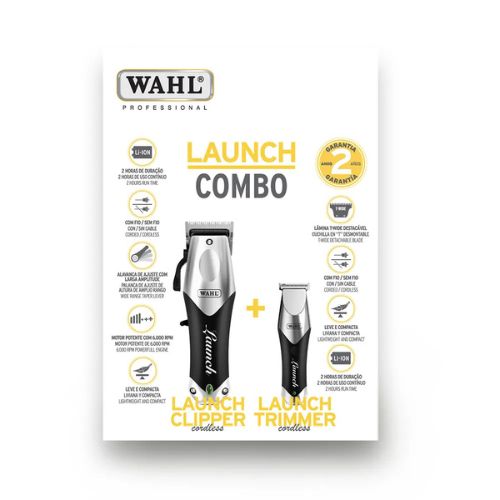 kit de mquinas de cortar cabelo e aparador sem fio launch bivolt - combo launch